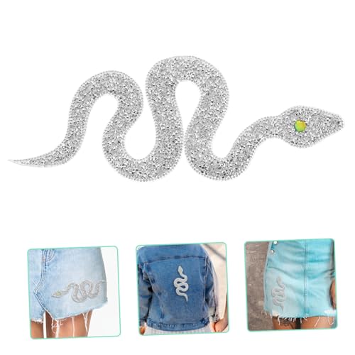 SEWACC Schlangenförmiger Strass Applikations Bügelbild Silbernes Hotfix Dekorband DIY Bekleidungsaccessoire Vielseitig für Kleidung Taschen Hüte Schuhe Jeans und Bastelprojekte von SEWACC