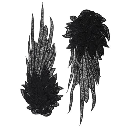 SEWACC Schwarze Angel Wings Applikation mit Filigraner Stickerei Großer DIY Flügel Patch für Kleidung Dekoratives Engelsflügel design für Party Kostümaccessoires von SEWACC