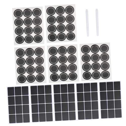 SEWACC Schwarze Wasserfeste Blackboard Aufkleber mit Wiederbeschreibbare PVC Etiketten für Flaschen und Dosen Selbstklebende Vorratsbeschriftung Inklusive Weißem Flüssigkreidestift von SEWACC
