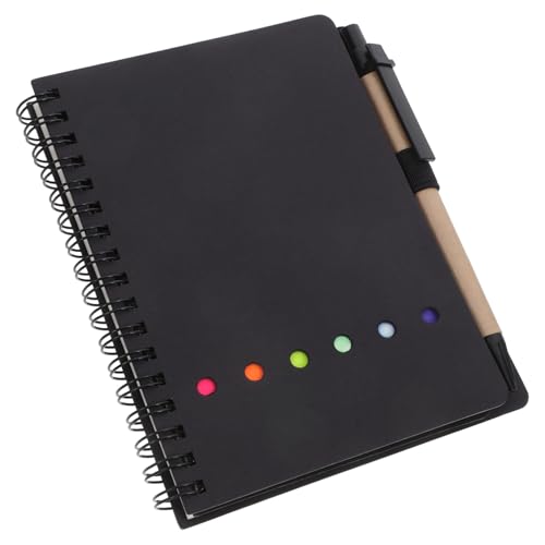 SEWACC Schwarzes Spiralnotizbuch mit Stifthalter Haftnotizen und Farbigen Index tabs Pocket notepad für Schnelles Notieren Büro Schule Zuhause Praktisches Schreibset von SEWACC