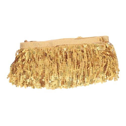 SEWACC Sequin Trim mit Tasseln für Lateinamerikanische Tanzkostüme Dekorative Paillettenborte Goldener Glitzer Fransenbesatz für Bühnenkleidung DIY Nähzubehör Vielseitige Dekoration von SEWACC