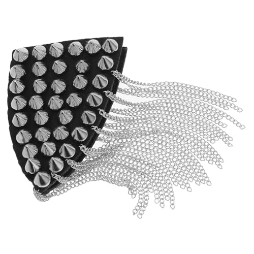 SEWACC Silberne Schulterklappe mit Quasten und Nieten Vintage Epaulette für Kostüm und Uniform Robuste Legierung Auffällige Kettenverzierung Unisex Accessoire SEWACC Silberne Schulterklappe mit Quasten und Nieten Vintage Epaulette für Kostüm und Uniform Robuste Legierung Auffällige Kettenverzierung Unisex Accessoire von SEWACC
