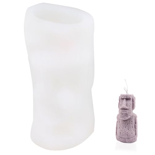 SEWACC Silikon Kerzenform Moai Statue Flexibel Langlebig DIY Gießform für Handgemachte Kerzen Seifen Eiswürfel Sicher Einfach Entformbar Multipurpose Statue Candle Mold von SEWACC