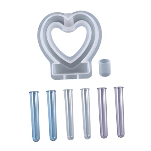 SEWACC Silikonform Herz Vase mit Reagenzgläsern für Pflanzenvermehrung Epoxidharz Gießform Transparent und Farbig DIY Hydroponik Station Robust und Formstabil SEWACC Silikonform Herz Vase mit Reagenzgläsern für Pflanzenvermehrung Epoxidharz Gießform Transparent und Farbig DIY Hydroponik Station Robust und Formstabil von SEWACC