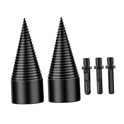 SEWACC Stahl Holzspalter Bohrerset Teilig mit Adapter Kegelbohrer für Bohrmaschine Langlebig Vibrationsfest Tiefe Gewinde zum Spalten von und Holz für Haushalt und Camping von SEWACC