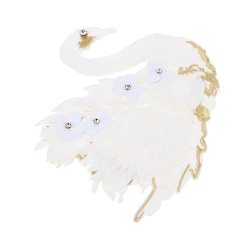 SEWACC Swan Shape Embroidered Applique Patch Weißer Stoffaufnäher für Kleidung DIY Projekte Hochzeitsdeko und Kreative Handarbeiten Langlebig und Einfach Anzubringen von SEWACC