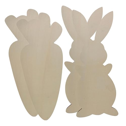 SEWACC Teiliges Holz Karotten Deko für Ostern Stabile Holzfiguren mit Glatter Oberfläche Lustiges Karotten und Hasen Design Vielseitig als Fotorequisite oder Partydekoration Geeignet von SEWACC