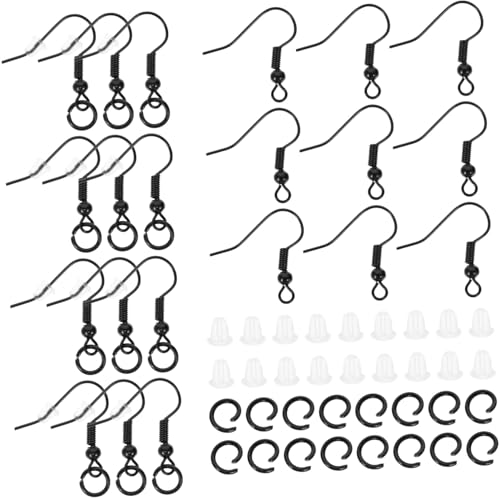 SEWACC Teiliges Schwarze Ohrringhaken mit Perle und Draht Ohrhaken für DIY Schmuckherstellung Leichte Ohrhänger Zubehör für Sichere Befestigung und Vielseitige Ohrringgestaltung SEWACC Teiliges Schwarze Ohrringhaken mit Perle und Draht Ohrhaken für DIY Schmuckherstellung Leichte Ohrhänger Zubehör für Sichere Befestigung und Vielseitige Ohrringgestaltung von SEWACC