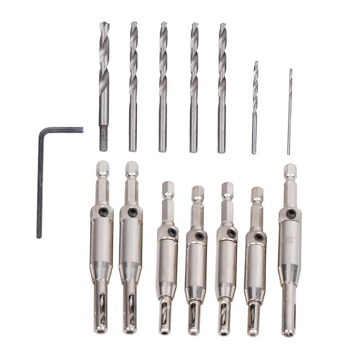 SEWACC Teiliges Senkbohrer Set mit Sechskantschaft Vielseitiges Holzbohrer Set für Holzplatten Spanplatten und Kunststoff Mit Bohrergrößen und Praktischem Schraubenschlüssel Langlebig von SEWACC