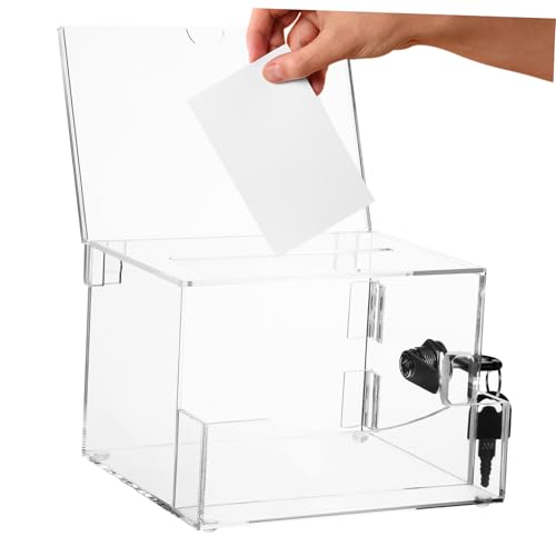 SEWACC Transparent Abschließbare Wahlurne aus Acryl Vielseitige Langlebige Spendensammelbox und Vorschlagsbox mit Sicherheitsverschluss für Abstimmungen und Wohltätigkeitsaktionen von SEWACC