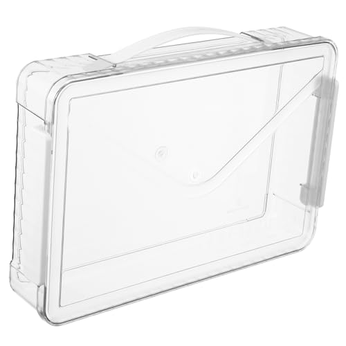 SEWACC Transparente Robuste Kunststoff Aktenbox mit Tragegriff Praktische Aufbewahrungsbox für Dokumente und Magazine Tragbarer Organizer für Büro und Zuhause Feuchtigkeitsgeschützt von SEWACC
