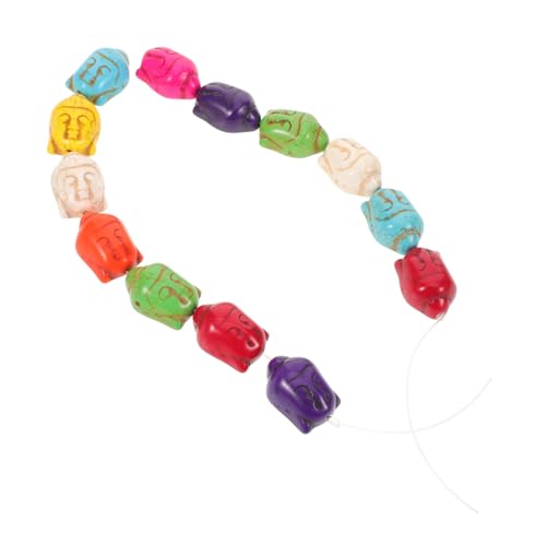SEWACC Türkis Buddha Kopf Perlen mit Loch Natürliche Vintage Schmucksteine für DIY Armband Chinesische Handperlen für Spirituelle Bastelaccessoires von SEWACC