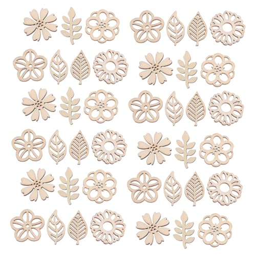 SEWACC Unbehandelte Holzstücke Blumen Blattformen DIY Holzverzierungen zum Malen Scrapbooking Bastelset Fördert Kreativität und Lernen von SEWACC