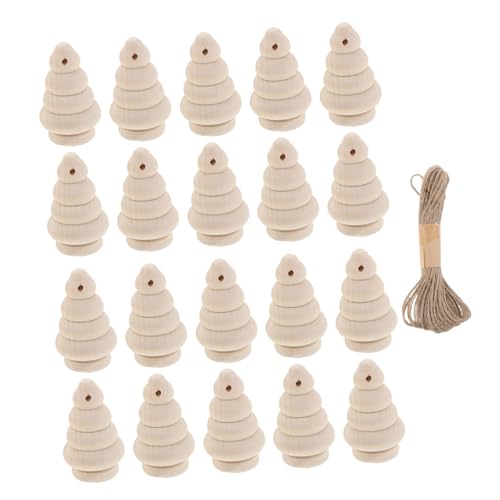 SEWACC Unbehandeltes Holz Weihnachtsbaum zum Selbstgestalten mit Vorgelochten Figuren Juteband zum Aufhängen Originelles DIY Bastelset für Festliche Weihnachtsdekoration von SEWACC