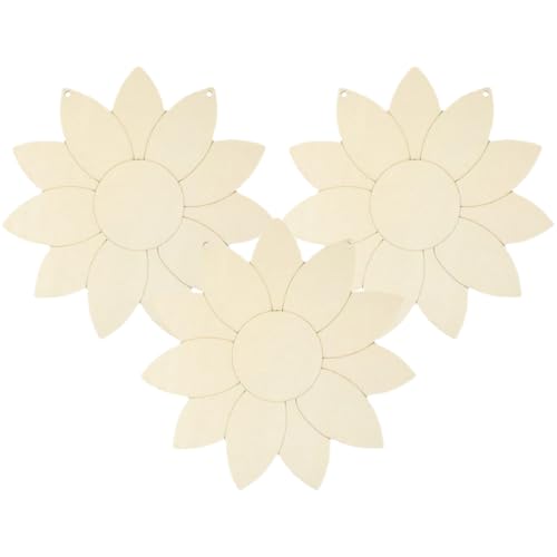 SEWACC Unbemalte Sonnenblumen-wanddekoration 3 Stück Dekorative Sonnenblumen-ausschnitte Aus Holz Für Bastelprojekte von SEWACC
