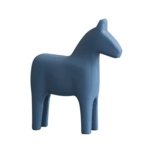 SEWACC Unbemaltte Holzpferde Schwedische - Pferdestatue Holzpferdeskulpturen Desktop-Holzpferdefiguren Pferdestatue Für Home Office Dekoration (Blau) Schweden Horse Statue Unfertiges Holzpferd von SEWACC