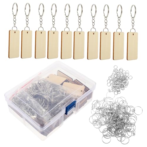 SEWACC Unlackierter Rechteckiger Holz schlüsselanhänger Blanke DIY Holzanhänger für Gravur Bastelprojekte Vielseitige Holzanhänger für Schlüssel und Dekorationen von SEWACC