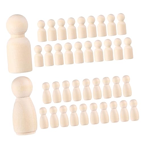SEWACC Unlackiertes Holz-steckpuppen-Spielzeug 40-teilig Bemalte Holzpuppen Für Jungen Und Mädchen Bastelset von SEWACC