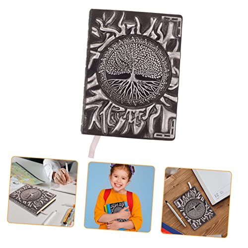 SEWACC Vintage PU Notizbuch mit Prägung Handgefertigtes Tagebuch für Geschäft Schule und Reisen Robustes Leichtes Notizbuch für Kreative Ideen und Tägliche Notizen Silberfarben von SEWACC