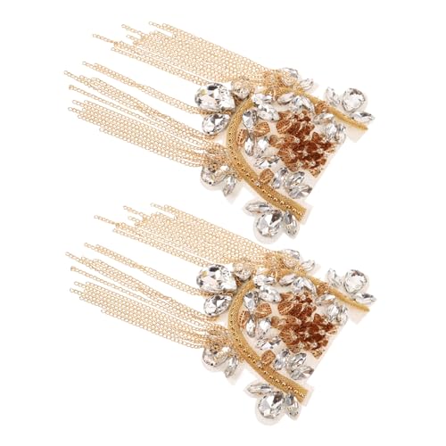 SEWACC Vintage Schulterepaulette mit Quasten und U förmiger Diamantkette Modisches Schmuck accessoire mit Praktischem Verschluss für Kostüme Partys und Bühnenauftritte von SEWACC