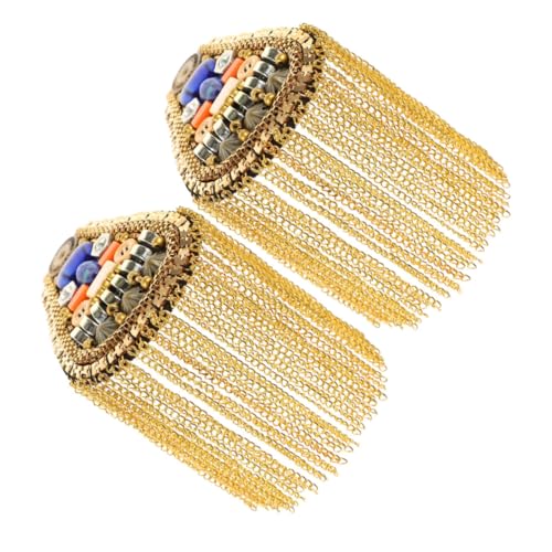 SEWACC Vintage Schulterzubehör Dekor Perlenkette Epaulet Schulter Epauletten Quaste Kette Epauletten Schulter Fransen Quasten Für Jacke Golden von SEWACC