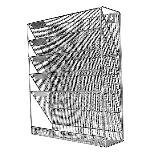 SEWACC Wandmontierter Aktenhalter aus Metall Fünfstöckiger Organizer für Dokumente und Notizen Design für Büro Schule und Zuhause von SEWACC
