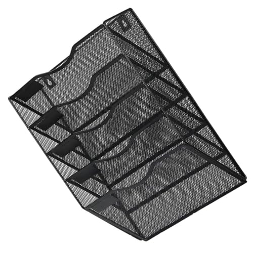 SEWACC Wandmontierter Metall Magazinhalter Lagig Dokumenten Organizer Schwarz Stabiler Wandorganizer für Prospekte Zeitschriften Akten Flexibles Aufbewahrungsregal fürs Büro von SEWACC