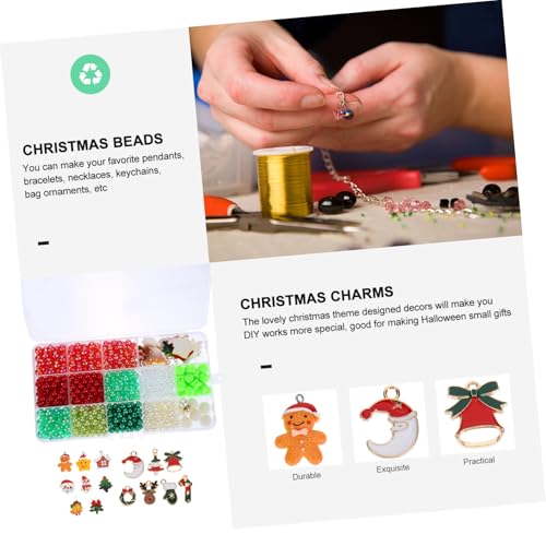 SEWACC Weihnachtliche Schmuckperlen für Bunte DIY Armband Perlen mit Glatter Oberfläche Klassisch Farbige Charms zum Auffädeln für Festliche Bastelarbeiten und Schmuckherstellung von SEWACC