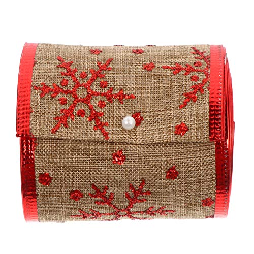 SEWACC Weihnachtliches Dekorationsband Jute mit Goldfolienakzenten Breit Yards Lange Rolle für Diy Haarbänder und Festtagsdekorationen Waschbar und Farbecht von SEWACC