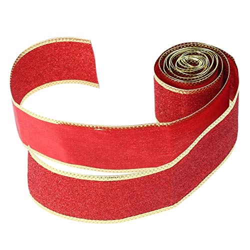 SEWACC Weihnachtsdekorationsband Weihnachtsbaum Lametta Weihnachtsbänder Streifen Weihnachtsbögen Weihnachtsband Weihnachtsschmuck Schleife Dekorate Spitzenband Bänder Zum Basteln Rot von SEWACC