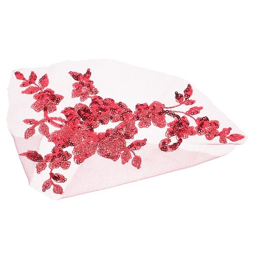 SEWACC Weinrote Bestickte Spitzenblumen Bügelflicken mit Pailletten und Perlen Langlebige Polyester Applikation zum Aufnähen für Kleidung Kostüme Kleider und Hüte von SEWACC