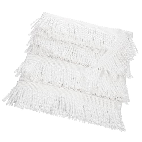SEWACC Weiße Quasten Fransenborte aus Polyester für DIY Vorhang und Sofadekoration Langlebiger Spitzenapplikationsbesatz Vielseitiges Nähzubehör für Kissen und Heimtextilien von SEWACC
