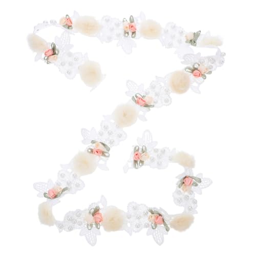 SEWACC Weiße Spitzenborte mit Perlen und Rosenmotiv Breit Spitzenband für Blumenarrangements DIY Basteln Floristik und Scrapbooking Flexible Langlebige Dekoration von SEWACC
