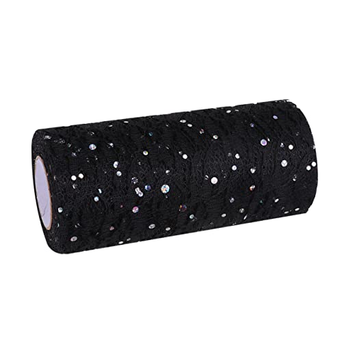 SEWACC Yards Schwarze Tüllrolle Glitzerndes Spitzenband für Hochzeit Tischdekoration Geschenkverpackung DIY Basteln Tutu Rock Zubehör für Festliche Anlässe von SEWACC