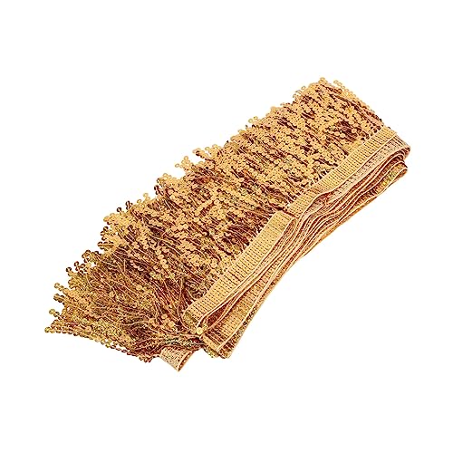 SEWACC paillettenbesetzte bärtige Spitze Quinceanera funkeln Kostüm Paillettenrock schmücken trimmschere plastiktisch Paillettenbesatz selber machen Paillettenfransen Polyestergarn Golden von SEWACC