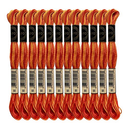 Magical Color Variegated Cross Stitch Thread Color Variations Embroidery Floss Pack, 8.7-Yard, Burnt Orange, Pack of 12 Skeins von SEWCRANE