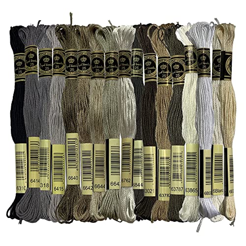 Neutral Colors 100% Long-staple Cotton Embroidery Floss Pack Cross Stitch Threads, Pack of 17 Skeins von SEWCRANE
