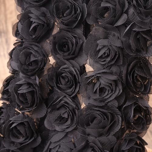 3D-Rosen-Organza-Spitzenborte aus schwarzem Chiffon, Rosenmuster, Spitzenborte für Brautschleier, Hochzeitskleider, DIY Handwerk (2,5 Yards) von SEWDIYTR