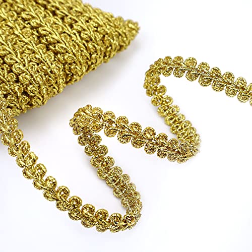 Goldmetallisches Gimpenband, Spitzenbordüre, Tausendfüßler, Spitzenband für Heimwerker, Hochzeit, Braut, Basteln, Nähen, Kostüm, Weihnachten, Halloween (0,8 cm, 12,7 m) von SEWDIYTR