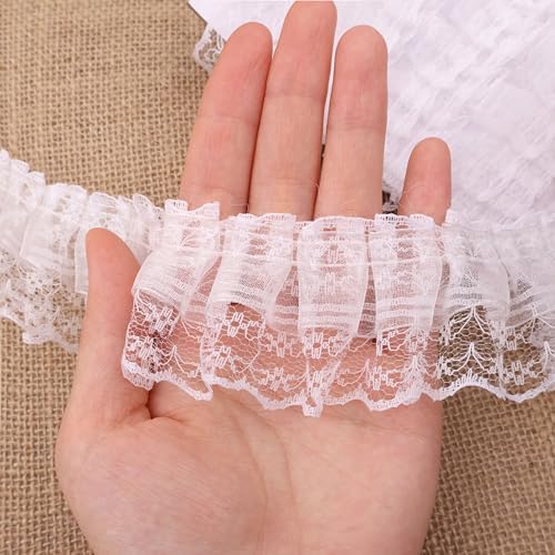 Spitzenband mit Rüschen, 2-lagig, plissiert, 4,8 x 9,1 m, Weiß Spitzenband mit Rüschen, 2-lagig, plissiert, 4,8 x 9,1 m, Weiß von SEWDIYTR