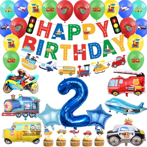 Auto 2. Geburtstag Dekorationen Junge - 29pcs Transport Party Supplies Including Happy Birthday Banner, Truck Latex Balloon, Number 2 Foil Balloons for 2 Year Old Boys Auto 2. Geburtstag Dekorationen Junge - 29pcs Transport Party Supplies Including Happy Birthday Banner, Truck Latex Balloon, Number 2 Foil Balloons for 2 Year Old Boys von SEWIRUY