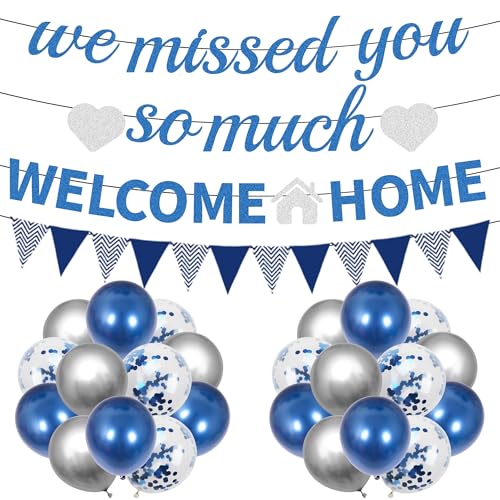 Luftballons mit Aufschrift "Welcome Home", 28 Stück, blau, Aufschrift "We Will Missed You", Latex-Ballon für Einweihungsfeiern, Heimkehr, Familie, Babyparty, Partyzubehör Luftballons mit Aufschrift "Welcome Home", 28 Stück, blau, Aufschrift "We Will Missed You", Latex-Ballon für Einweihungsfeiern, Heimkehr, Familie, Babyparty, Partyzubehör von SEWIRUY