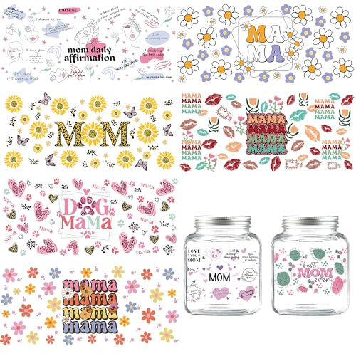 Mama UV-DTF-Transfer-Aufkleber – 8 Bögen "Mom Daily Affirmation", wasserfest, für 473 ml Wasserflasche, inspirierendes Zitat, Schmetterling, Gänseblümchen, Sonnenblumen-Druck, UVDTF-Becherfolie Mama UV-DTF-Transfer-Aufkleber – 8 Bögen "Mom Daily Affirmation", wasserfest, für 473 ml Wasserflasche, inspirierendes Zitat, Schmetterling, Gänseblümchen, Sonnenblumen-Druck, UVDTF-Becherfolie von SEWIRUY