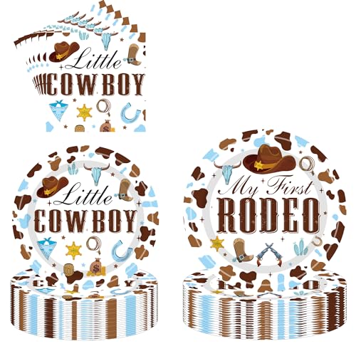 Western Cowboy Geburtstag Party Dekorationen - 96 Stück My First Rodeo Party Dekoration inklusive rosa Teller Cowboy Rodeo Einweggeschirr Set für 24 Gäste Western Cowboy Geburtstag Party Dekorationen - 96 Stück My First Rodeo Party Dekoration inklusive rosa Teller Cowboy Rodeo Einweggeschirr Set für 24 Gäste von SEWIRUY