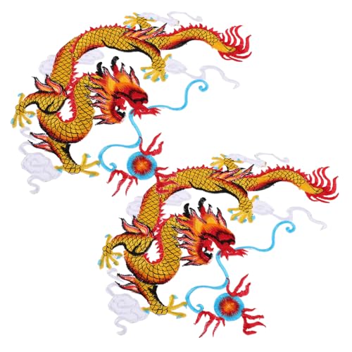 SEWOART 1 Paar Traditionelle Chinesische Drachen Eisen Patches Gestickte Applikationen für Kleidung für Cheongsam und Mehr Vielseitig Einsetzbar Einzigartiges Design Einfach Anzuwenden von SEWOART