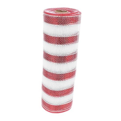 SEWOART 1 Rolle Dekoratives Polyesterband für Geschenkverpackung und DIY Bastelarbeiten Rot Weißes Wrap Ribbon für Festliche Anlässe und Kreative Projekte von SEWOART