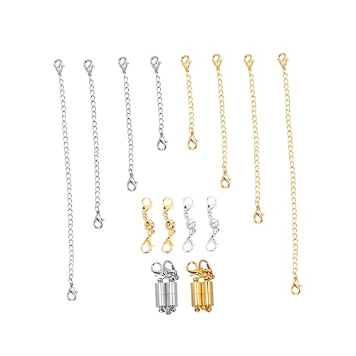 SEWOART 1 Satz Diy Magnetverschluss für Schmuck Zylinderförmige Gold und Silber Clips Verlängerungskette für und Armbänder Einfach zu Verbinden und Glänzend von SEWOART
