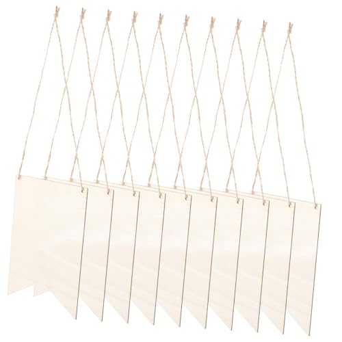 SEWOART 1 Satz Flaggenanhänger aus Holz Wand Gruß Brief außen Leerzeichen Holzanhänger Holzdekoration Holzflaggenanhänger Holzschild für die Haustür unvollendete Holzausschnitte hölzern von SEWOART