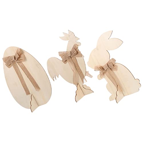SEWOART 1 Satz Teiliges Holz Ostern Unbehandelte Holzfiguren für Diy Basteln Hahn Ei Fröhliche Osterfeiern und Heimdekoration von SEWOART