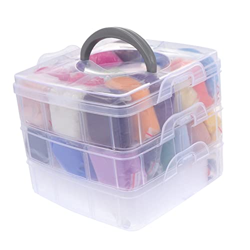 SEWOART 1 Schachtel Nadelfilz Set Farben DIY Filzwolle Materialbox mit Nadelfilz Zubehör und Werkzeugen für Anfänger und Fortgeschrittene Vielseitig Einsetzbar zum Filzen von Figuren von SEWOART